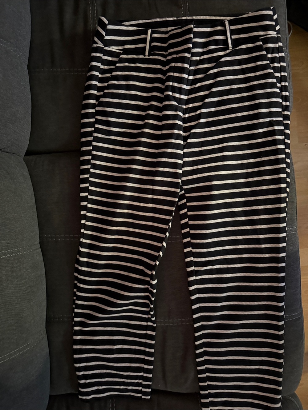 LOFT Black and White Julie Riviera Pants